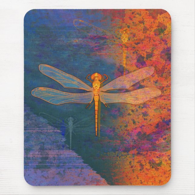 Flaming Dragonfly Mouse Pad (Front)