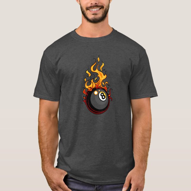 Flaming Eight Ball Billiards T-Shirt (Front)