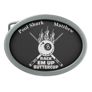 Flaming Eight Ball Design: Rack 'Em Up! Belt Buckle