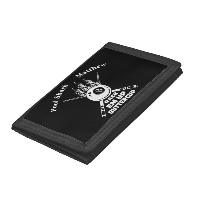Flaming Eight Ball Design: Rack 'Em Up! Trifold Wallet (Bottom)