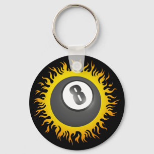 Flaming Eight Ball Keychain