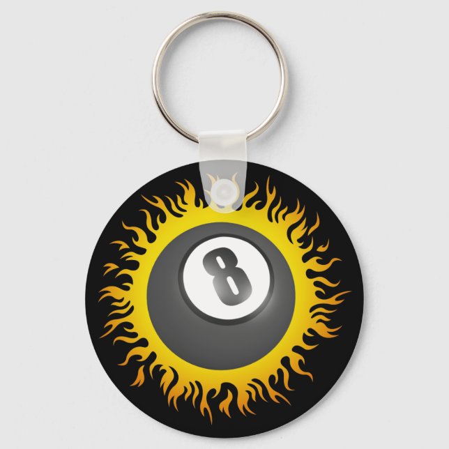 Flaming Eight Ball Keychain (Front)
