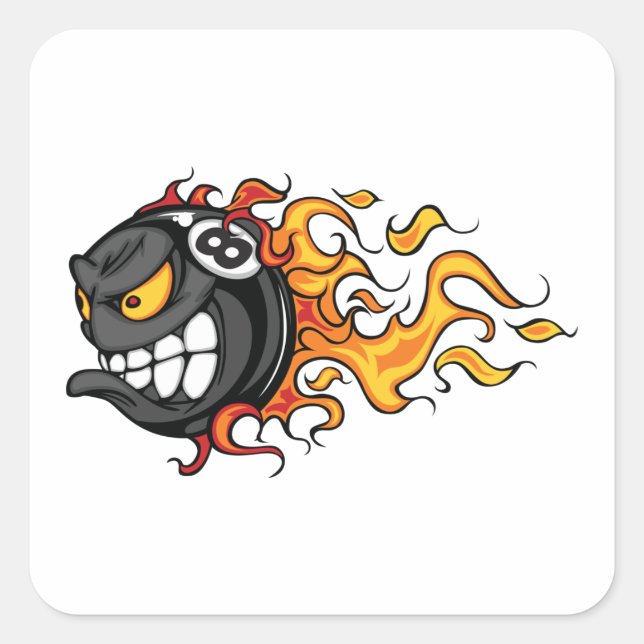 Flaming Eight Ball Square Sticker (Front)