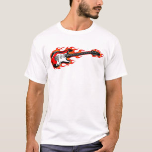 Flaming Electric Guitar T-Shirt Rock Music Flame