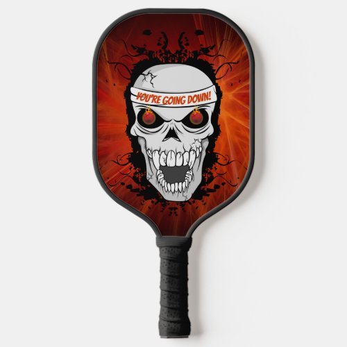 Flaming Eyes Skull Youre Going Down Pickleball Paddle