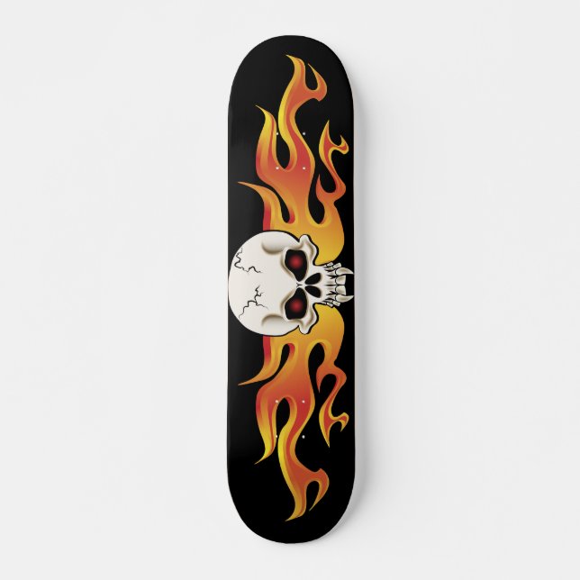 Flaming Fanged Skull Skate Skateboard Deck (Front)