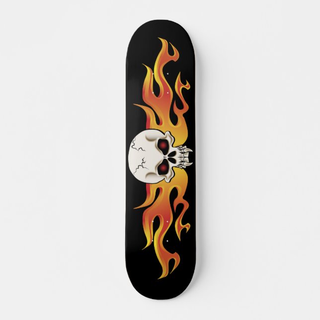 Flaming Fanged Skull Skateboard Deck (Front)