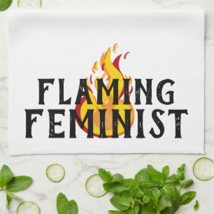Flaming Feminist RBG Ginsburg Feminism Flames 20 Kitchen Towel