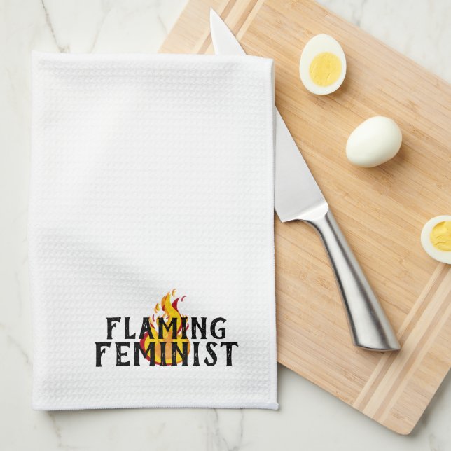 Flaming Feminist RBG Ginsburg Feminism Flames 20 Kitchen Towel (Quarter Fold)