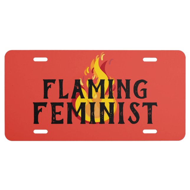 Flaming Feminist RBG Ginsburg Feminism Flames 20 License Plate (Front)