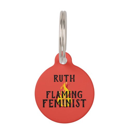 Flaming Feminist RBG Ginsburg Feminism Flames 20 Pet ID Tag