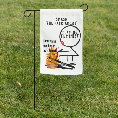 Flaming Feminist Smash the Patriarchy 9 Garden Flag