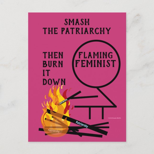 Flaming Feminist Smash the Patriarchy 9 Postcard (Front)