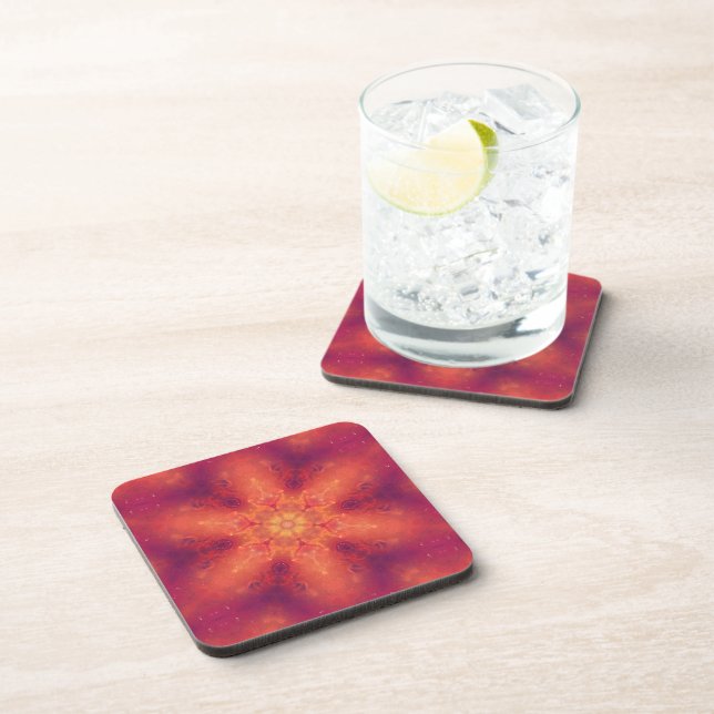 Flaming Fiery Phoenix Burning Snowflake Beverage Coaster (Right Side)