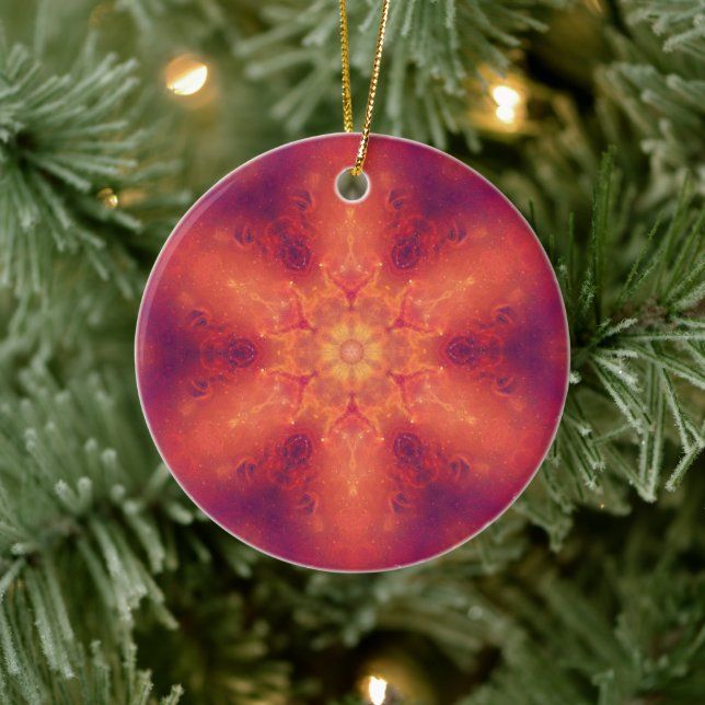 Flaming Fiery Phoenix Burning Snowflake Ceramic Ornament (Tree)