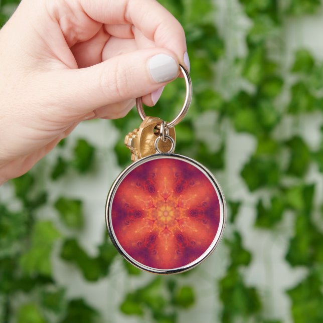 Flaming Fiery Phoenix Burning Snowflake Keychain (Hand)