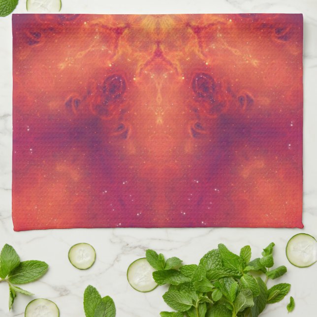 Flaming Fiery Phoenix Burning Snowflake Kitchen Towel (Folded)