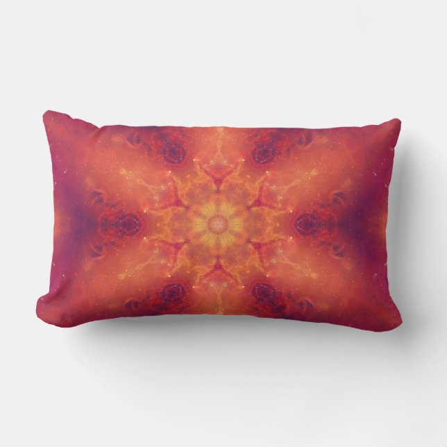 Flaming Fiery Phoenix Burning Snowflake Lumbar Pillow (Front)