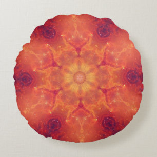 Flaming Fiery Phoenix Burning Snowflake Round Pillow
