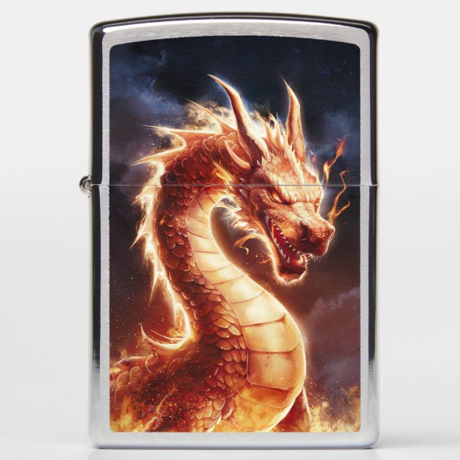 Flaming Fire Dragon Zippo Lighter (Front)