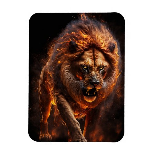 Flaming Fire Lion Magnet