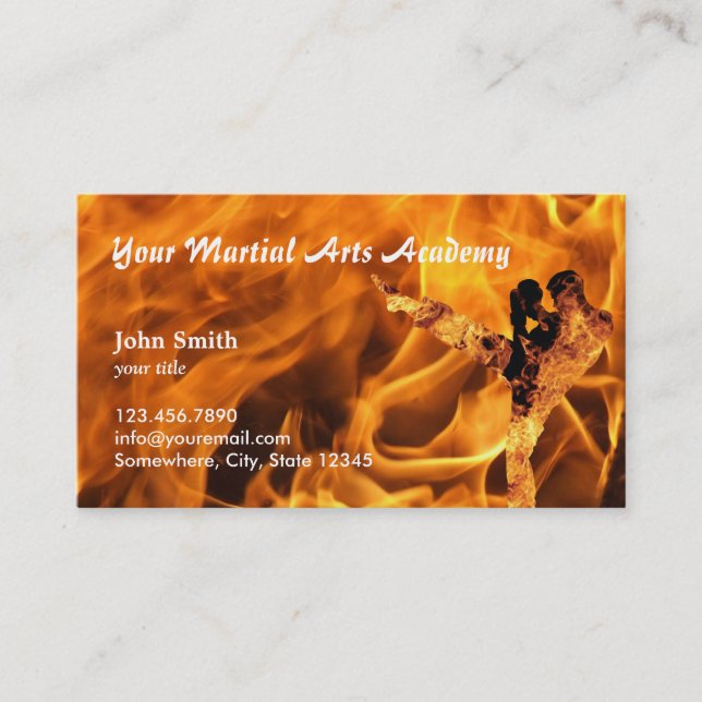 Flaming Fire Martial Arts Academy Business Cards (Front)
