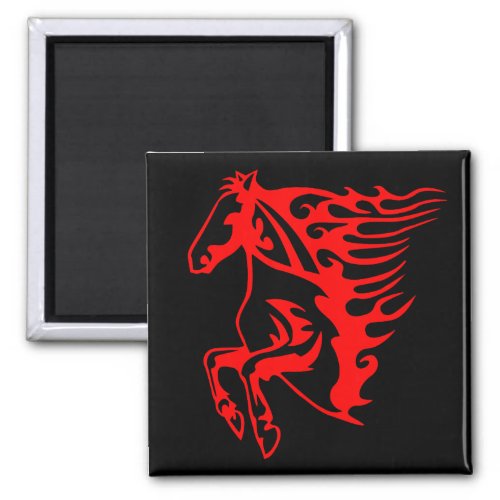 Flaming Fire Red Bronco Mustang Wild Horse Magnet