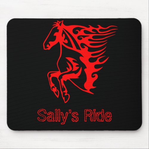 Flaming Fire Red Bronco Mustang Wild Horse Mouse Pad