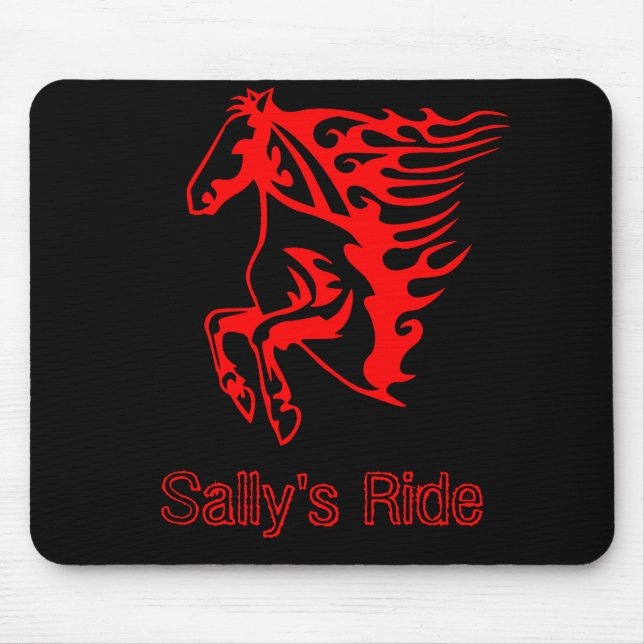 Flaming Fire Red Bronco Mustang Wild Horse Mouse Pad (Front)