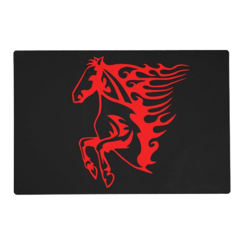 Flaming Fire Red Bronco Mustang Wild Horse Placemat