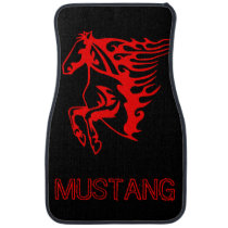 Flaming Fire Red Bronco Stallion Wild Horse Car Floor Mat Flaming Fire Red Bronco Stallion Wild Horse Car Floor Mat