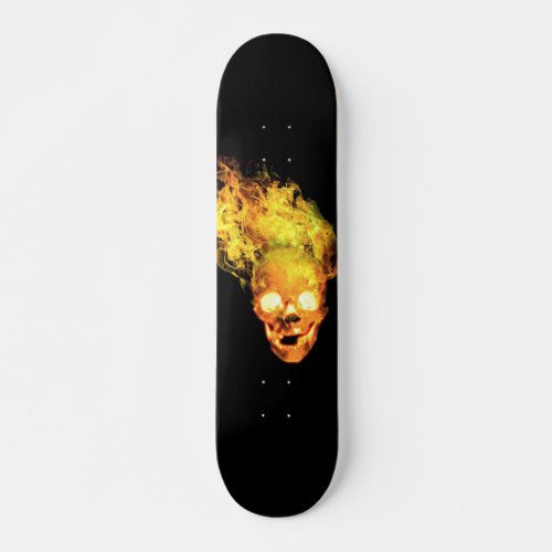 Flaming fire Skull Skateboard