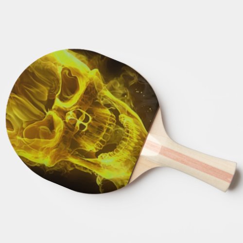 Flaming Fire Skull Yellow Ping_Pong Paddle
