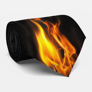 Flaming Fire Yellow Black Novelty Arty Neck Tie