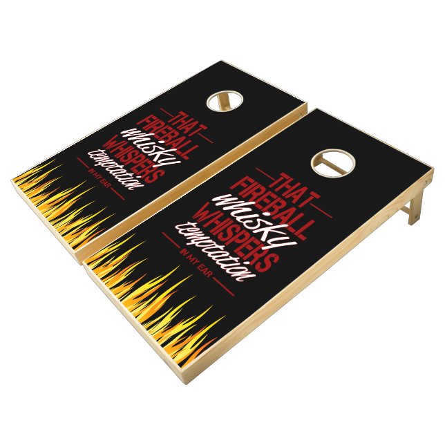 Flaming Fireball Drink Cornhole Set (Angled)