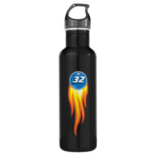 Flaming Fireball Hot Suff Your Favorite Number Water Bottle