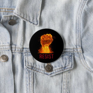 Flaming Fist Resist Activist Button