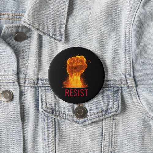 Flaming Fist Resist Activist Button