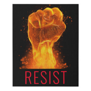 Flaming Fist Resist Customizable Faux Canvas Print