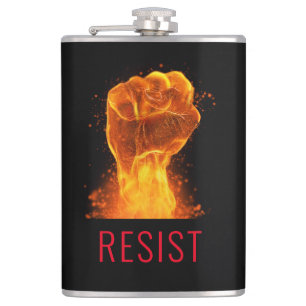 Flaming Fist Resist Customizable Flask