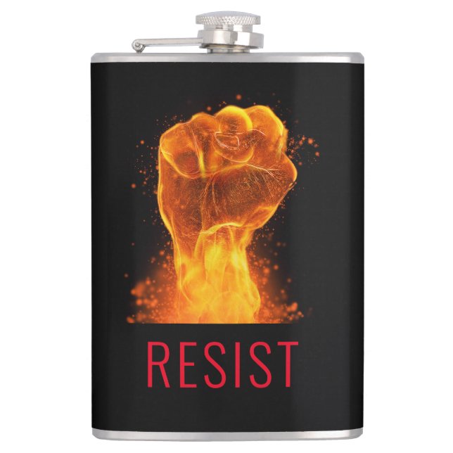 Flaming Fist Resist Customizable Flask (Front)