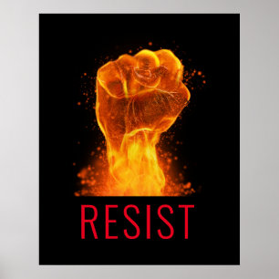 Flaming Fist Resist Customizable Poster