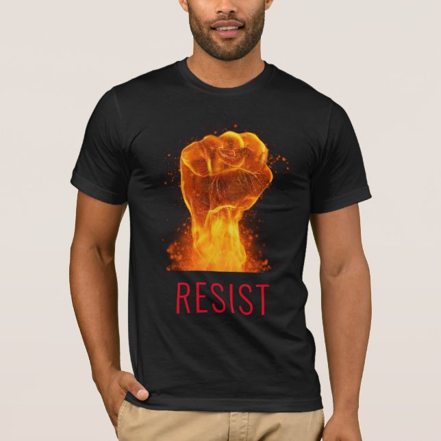 Flaming Fist Resist Customizable T-Shirt (Front)
