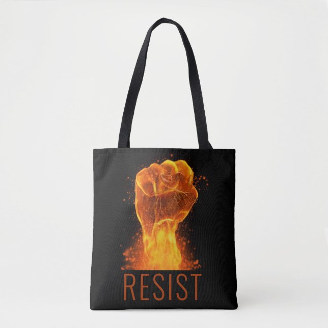 Flaming Fist Resist Customizable Tote Bag (Front)