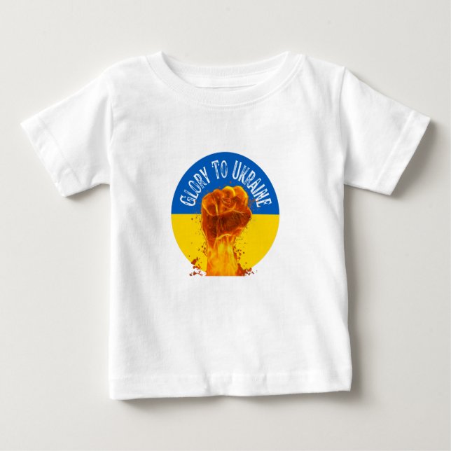 Flaming Fist Ukraine Flag Resistance Monogram  Baby T-Shirt (Front)