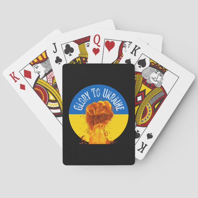 Flaming Fist Ukraine Flag Resistance  Poker Cards (Back)