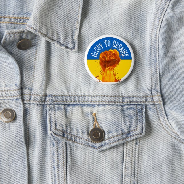 Flaming Fist Ukraine Flag Resistance Support  Button (In Situ)