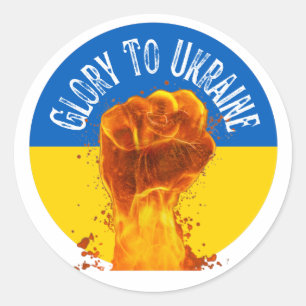Flaming Fist Ukraine Flag Resistance Support Classic Round Sticker