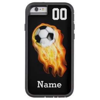 Flaming Flaming Soccer iPhone 6 Case PERSONALIZED