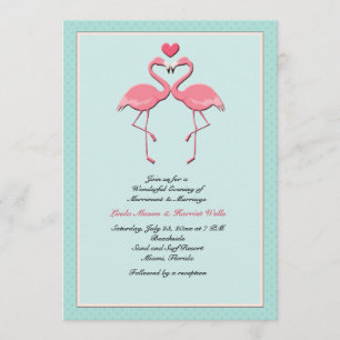Flaming Flamingos Lesbian Wedding Invitation